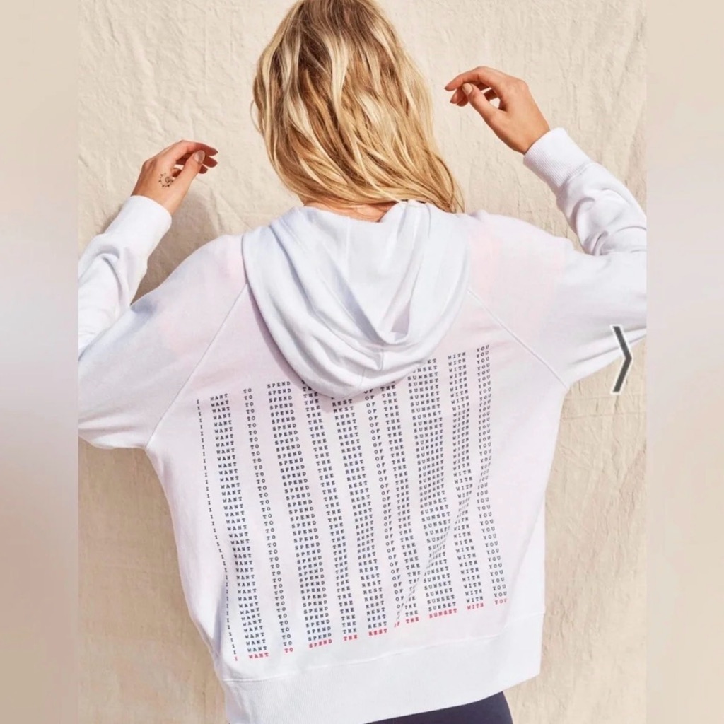 Sundry White Hooded Sweatshirt With Perforated Back Design